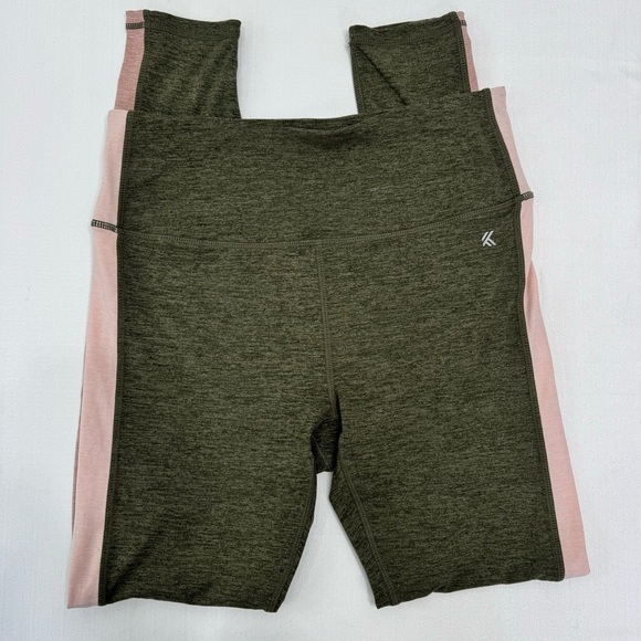 Kyodan Pants - Kyodan Heathered Olive Green and Pale Pink Leggings Size Medium